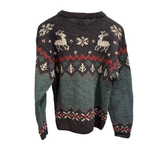 Vintage LL Bean Christmas Sweater Women's Small 100% Wool Reindeer Chunky Knit - Picture 6 of 6